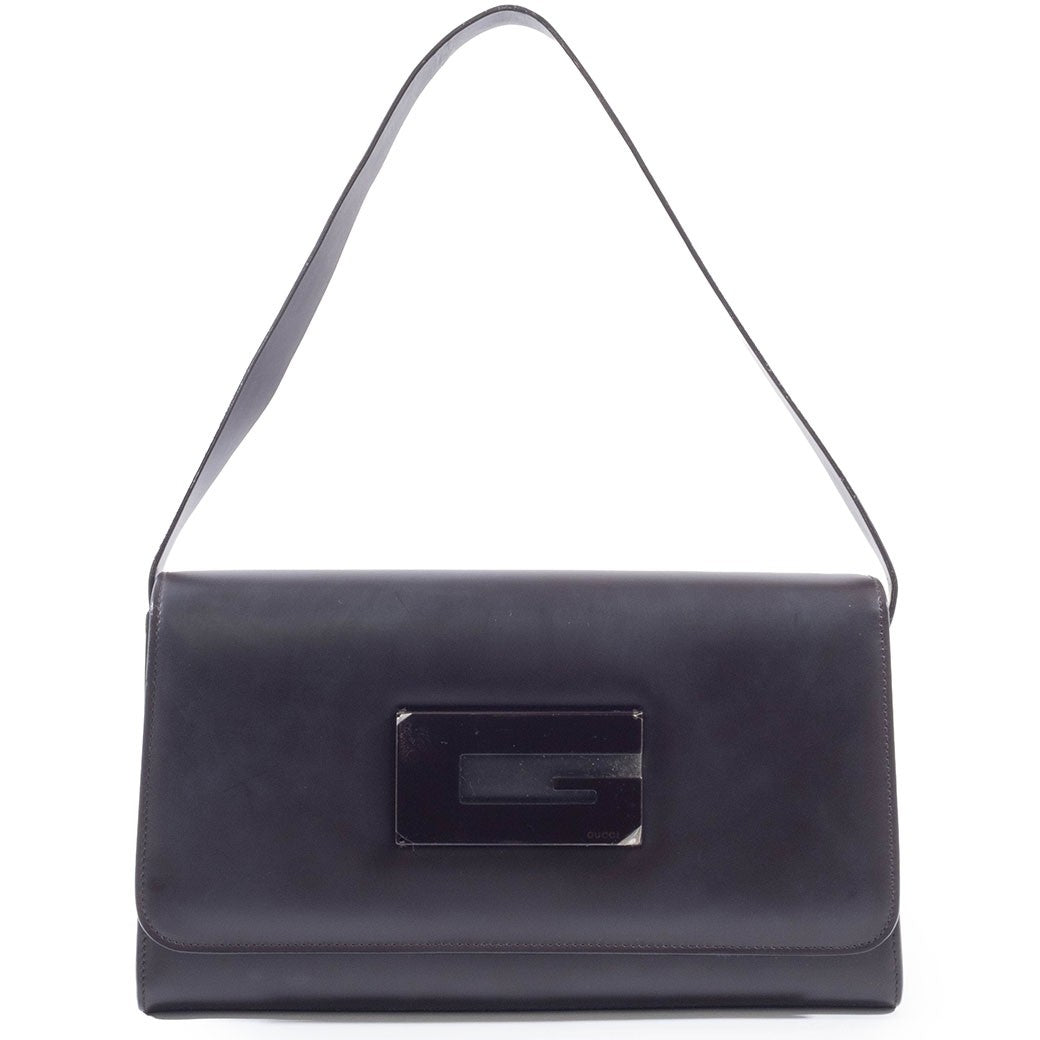 GUCCI Old Gucci Underarm Shoulder Bag Dark Brown Leather Vintage Preowned Auth0