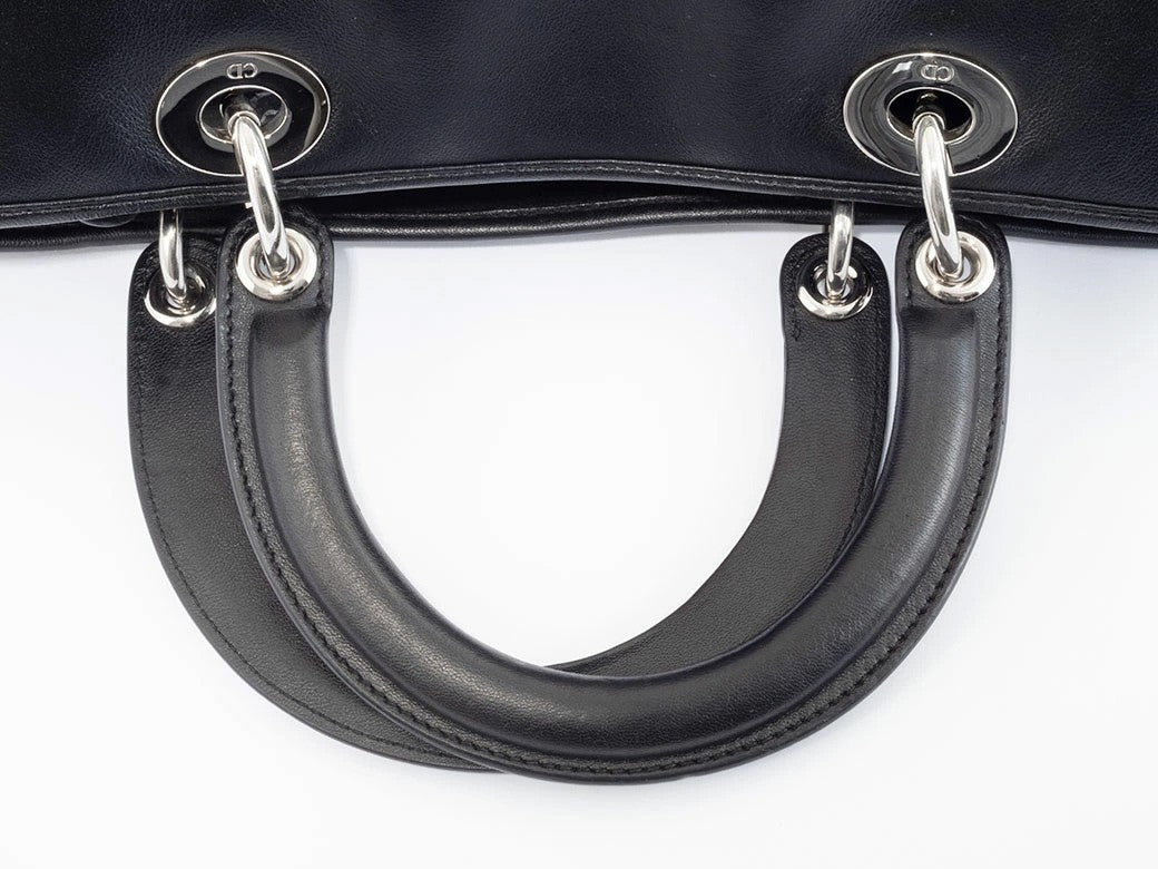 Christian Dior Diorissimo Handbag Black Leather Shoulder Bag Preowned Auth6