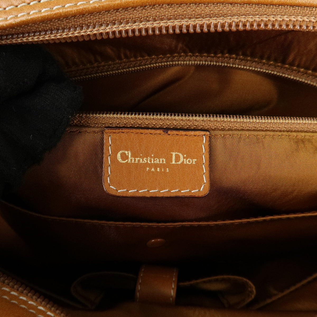 Christian Dior Double Saddle Bag Leather Tote Bag Handbag Preowned Auth22