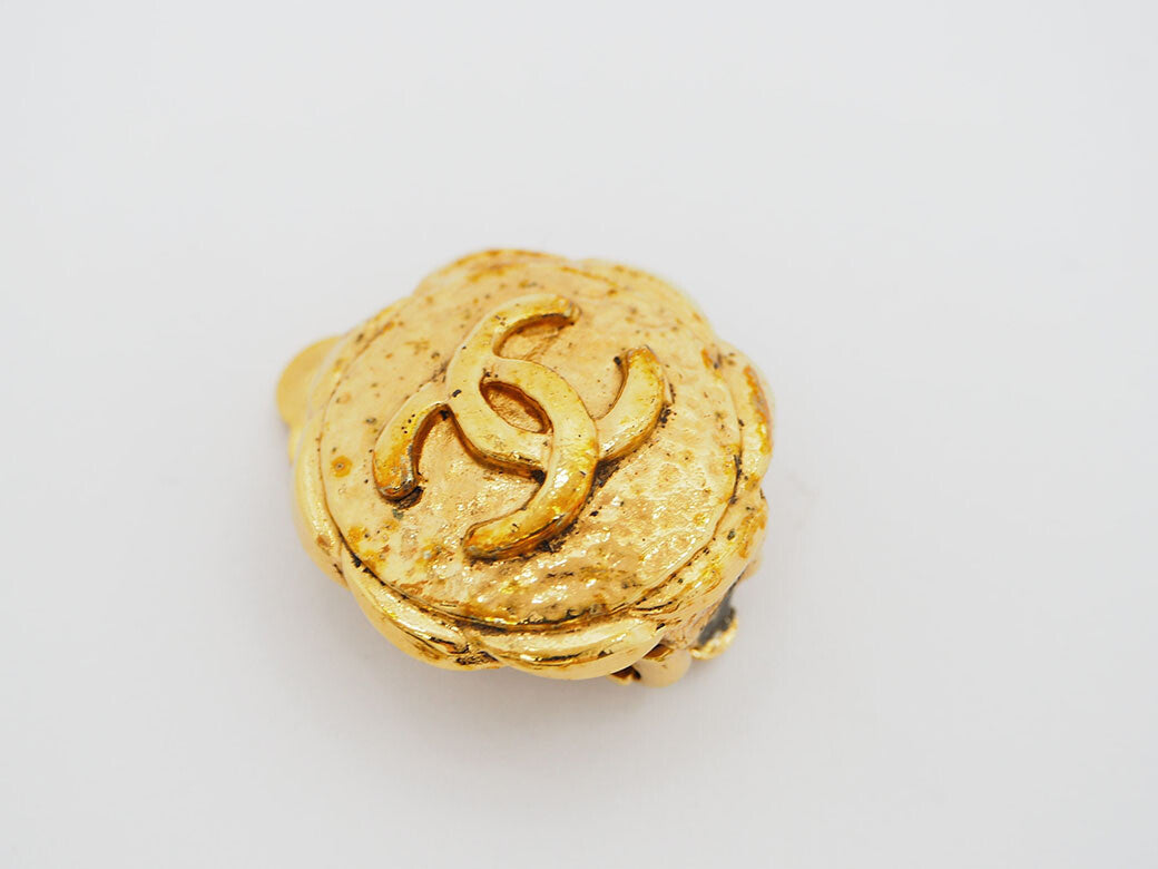 Chanel Vintage Cocomark earrings gold ladies round round round Reuse Used4