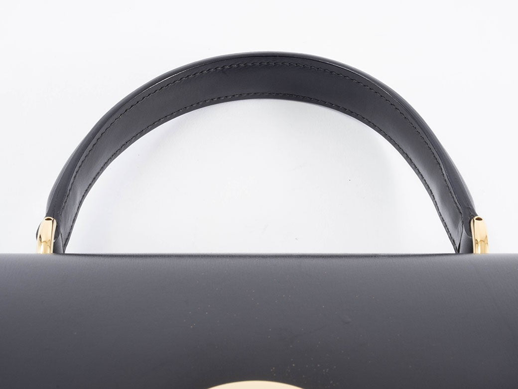 GUCCI Old Gucci Lady Lock Handbag Black Leather Top Handle 000 01 0192 Preowned16