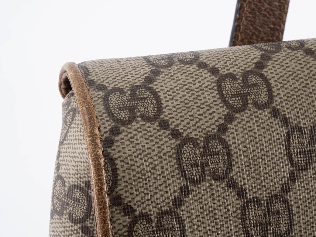 Gucci Bag GG Plus Handbag Shoulder bag Flap Beige Brown 116 02 080 Reuse Used14