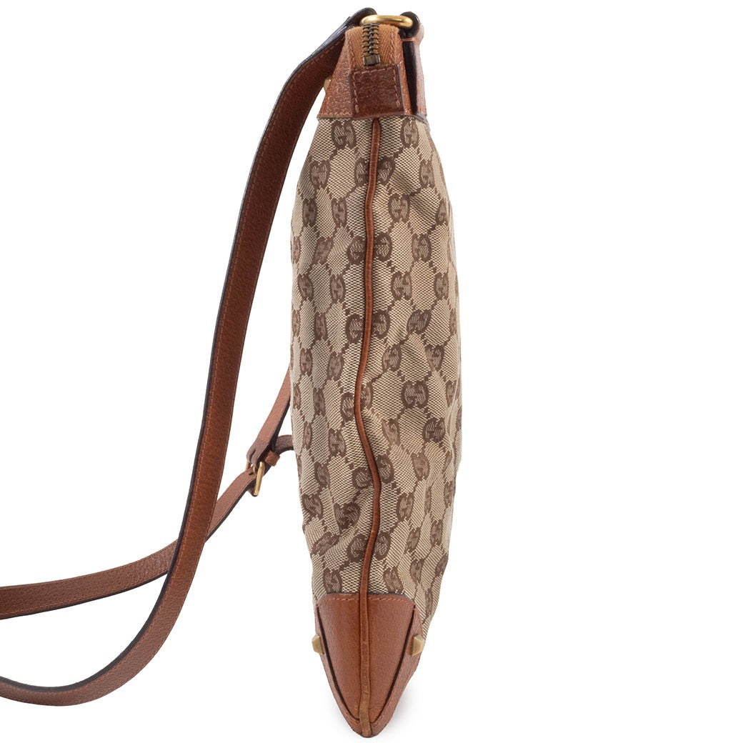GUCCI GG Canvas Studded Beige Brown Crossbody Shoulder Bag 120894 Preowned Auth6