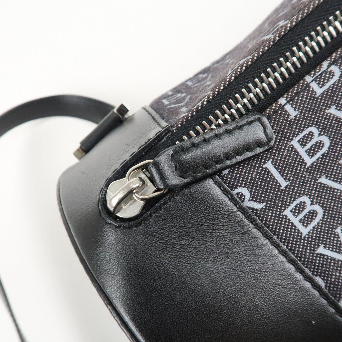 BVLGARI Logo Mania Canvas Leather BZero 1 Shoulder Bag Black Preowned Auth16