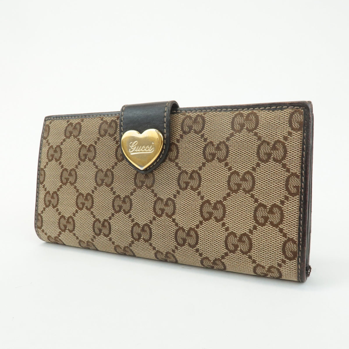 GUCCI Set of 2 GG Canvas Leather Wallet Beige Brown 203550/112715 Auth Used F/S14