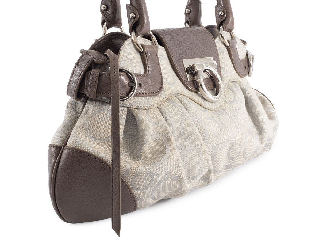 Salvatore Ferragamo Bag Gancini Canvas Handbag AU216326 Reuse Used Preowned1