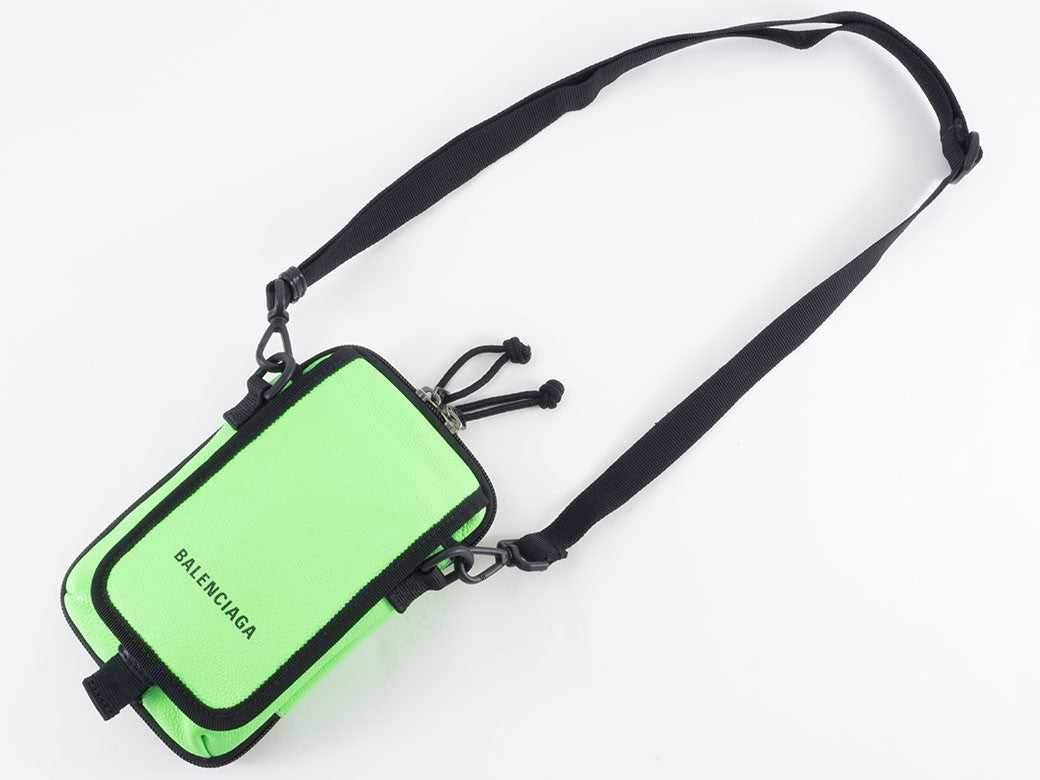 BALENCIAGA Explorer Crossbody Shoulder Bag Green Leather 593329 Pouch Preowned4
